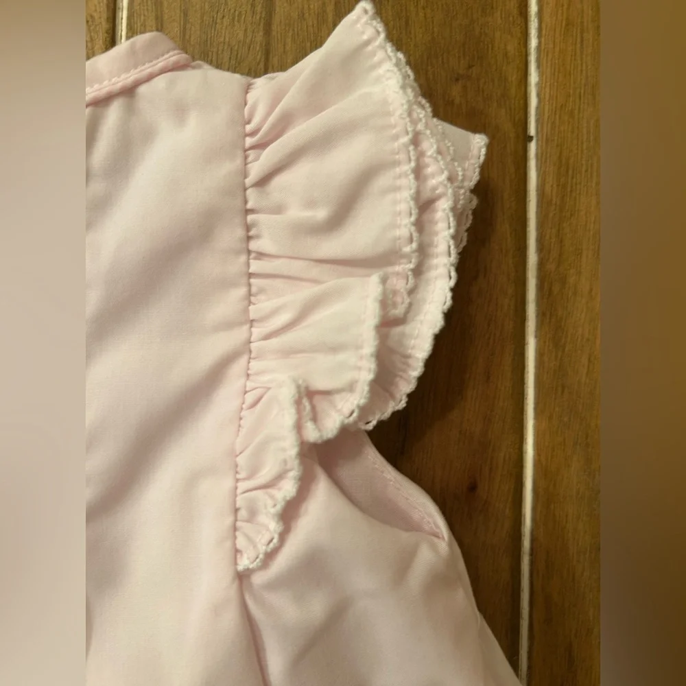 PA CLASSICS Soft Pink Pleated Flutter Sleeved‎ Dress . 6months.